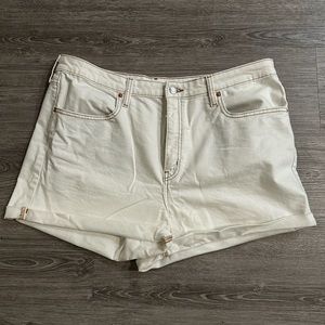 White shorts with Brown Stitching